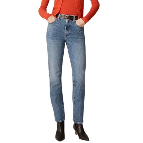 J. Crew 96 Slim Straight Jeans Medium Lark Wash High Rise Full Length Stretch 26 - Picture 1 of 10